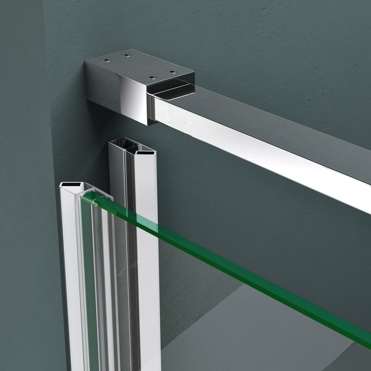 glasvilla Box Doccia a Nicchia in Vetro di Sicurezza 8mm con Meccanismo di Sollevamento e Abbassamento Cabina Doccia Cromata e Nera in Vetro Trasparente e Parzialmente Smerigliato Box Doccia con Rivestimento Nano Teramo36K