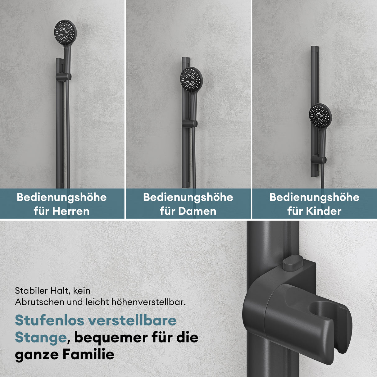 glasvilla Soffione Doccia con 3 Modalità, Doccino per Doccia in Ottone con Tubo Flessibile da 1.5m, Facile da Installare Duschsystem9