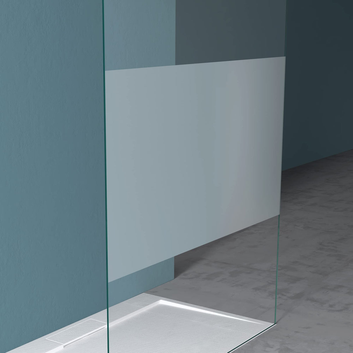 glasvilla Mampara de ducha Separación de ducha 2 Barra de soporte para ducha a ras de suelo 10mm vidrio de seguridad ESG con recubrimiento nano Estabilizador rectangular Bremen02+2