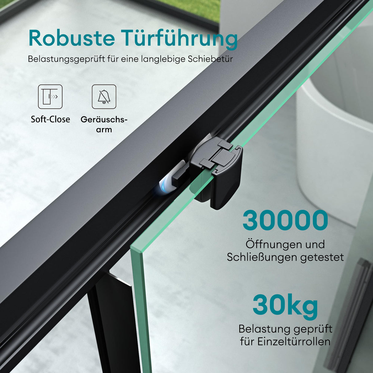 Porte de douche Glasvilla, porte de niche, cloison de douche, cabine de douche, porte coulissante en niche, verre de sécurité ESG de 6 mm, fermeture amortie incluse, Teramo12K