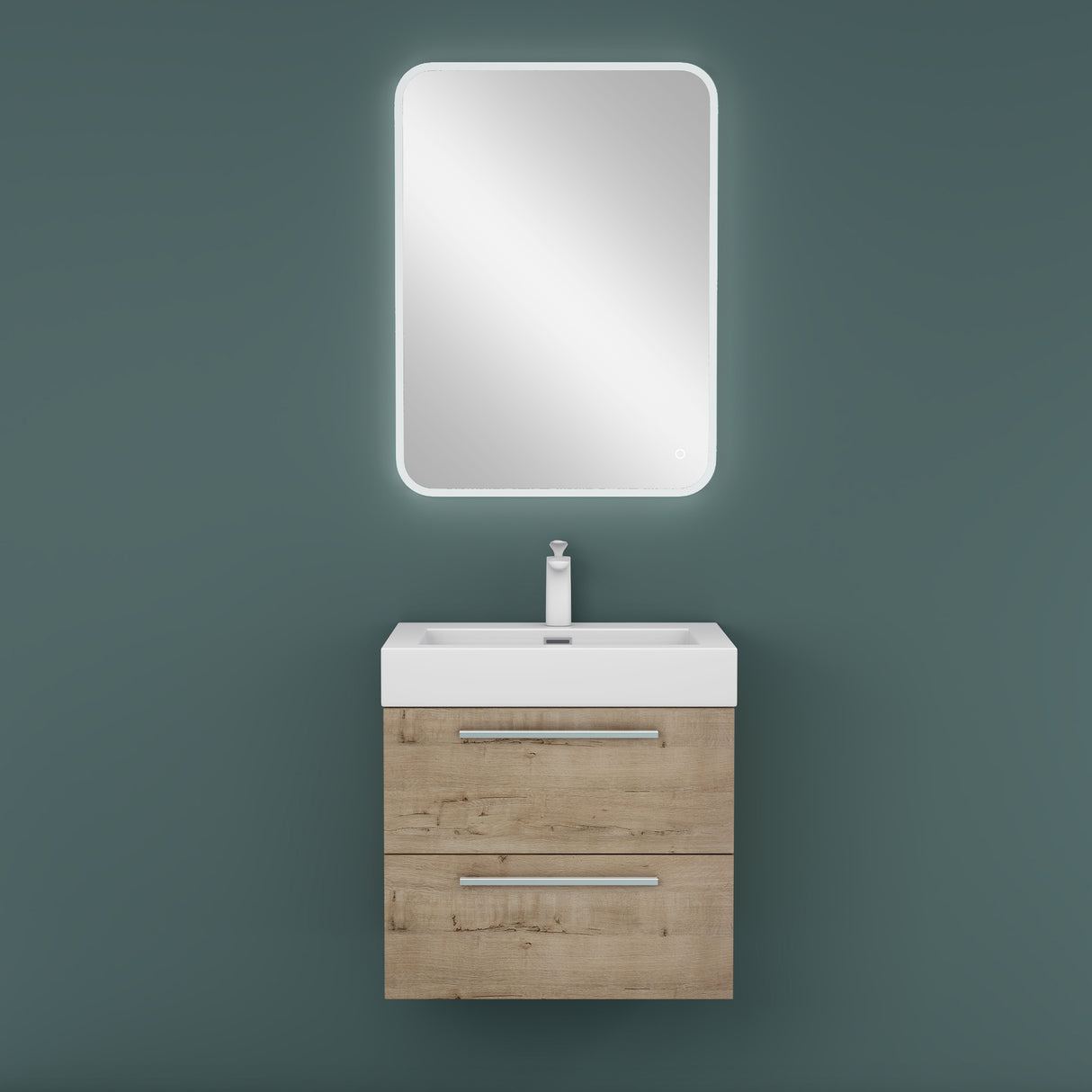 glasvilla Mobile Bagno Sospeso con Lavabo da Marmo Fuso Mobiletto per Bagno con Lavabo Quadratto