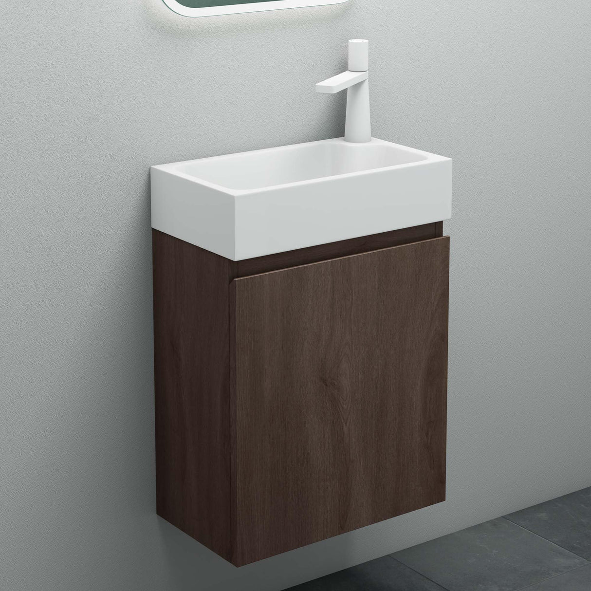 glasvilla Mobile Bagno Sospeso con Lavabo Bianco Mobiletto da Bagno 46x26x63cm Pisa02