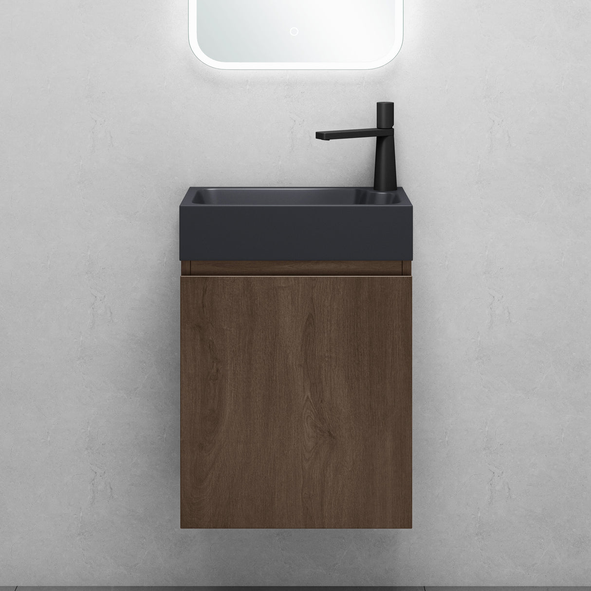 glasvilla Mobile Bagno Sospeso con Lavabo Antracite Opaco Mobiletto da Bagno 46x26x63cm Pisa02