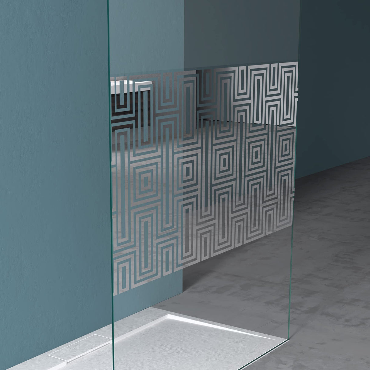 glasvilla Mampara de ducha Separación de ducha 2 Barra de soporte para ducha a ras de suelo 10mm vidrio de seguridad ESG con recubrimiento nano Estabilizador rectangular Bremen02+2