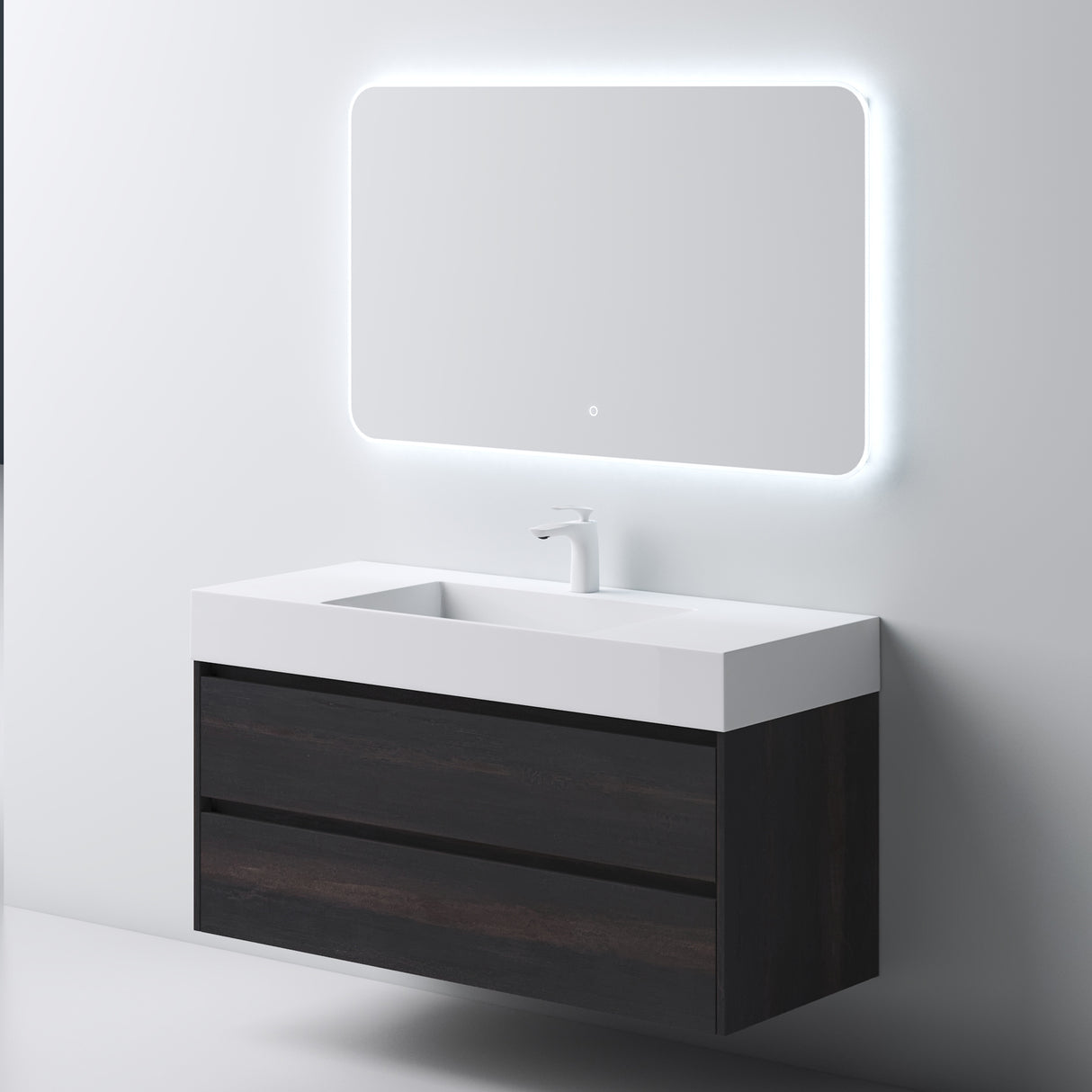 glasvilla Mobile Bagno Sospeso 120x48x63cm con 2 cassetti Mobile da Bagno con Lavabo Deep