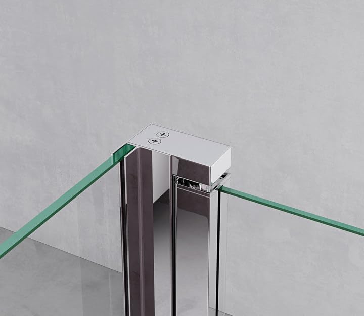glasvilla Walk-In Duschwand für Dusche Duschabtrennung 10mm Klarglas mit 30cm Nebenteil ESG-Sicherheitsglas mit Nanobeschichtung Runder & Rechteckiger Stabilisator Bremen02K-Plus