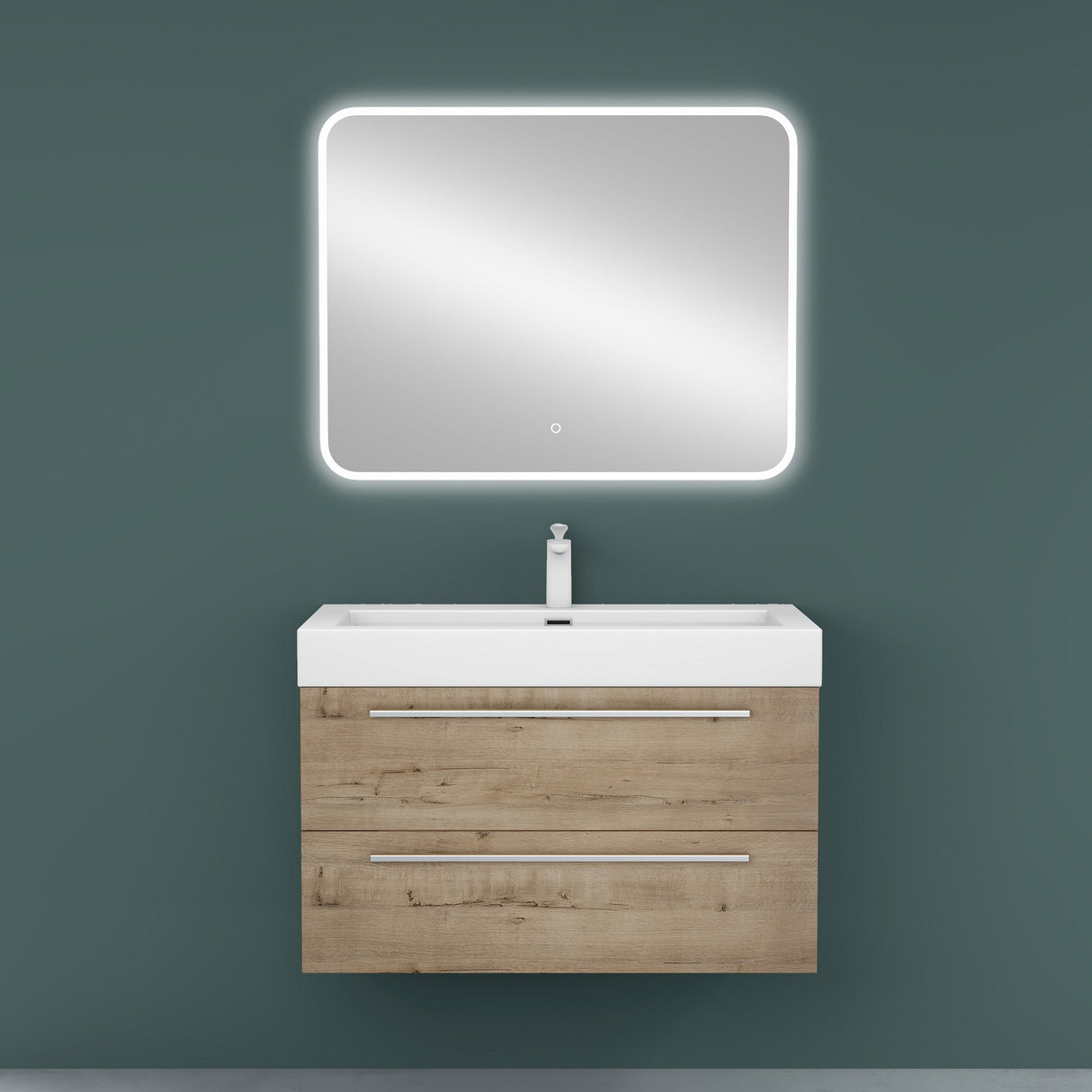 glasvilla Mobile Bagno Sospeso con Lavabo da Marmo Fuso Mobiletto per Bagno con Lavabo Quadratto