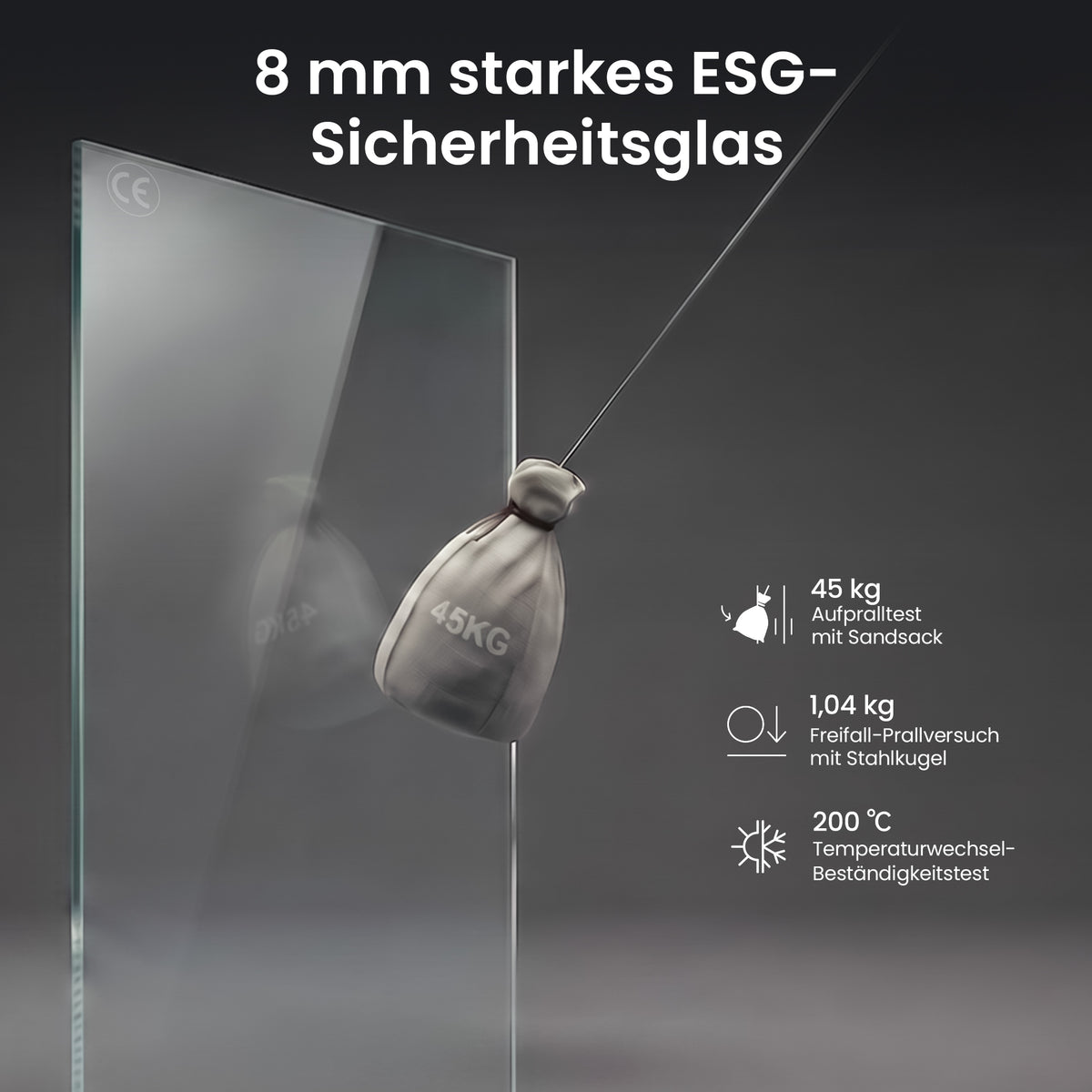 glasvilla Duschwand für Dusche Duschabtrennung Walk-In Dusche Duschtrennwand Schwarz 8mm ESG-Sicherheitsglas NANO Klarglas mit geometrischem Design MMBR3 Bremen01Plus-GM