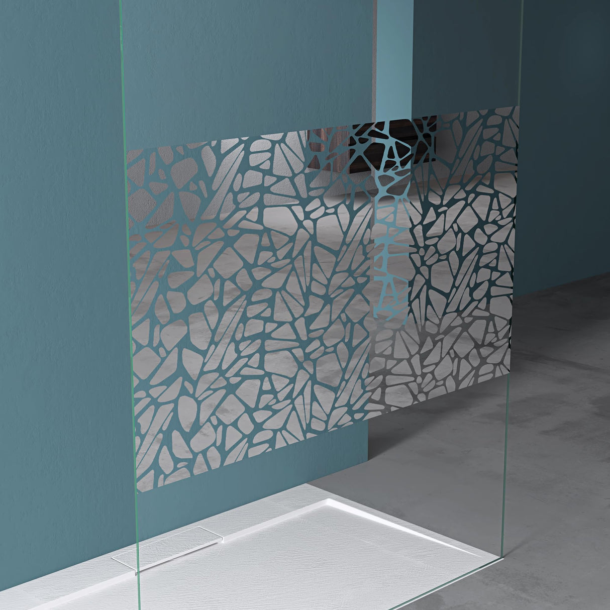 glasvilla Mampara de ducha Separación de ducha 2 Barra de soporte para ducha a ras de suelo 10mm vidrio de seguridad ESG con recubrimiento nano Estabilizador rectangular Bremen02+2