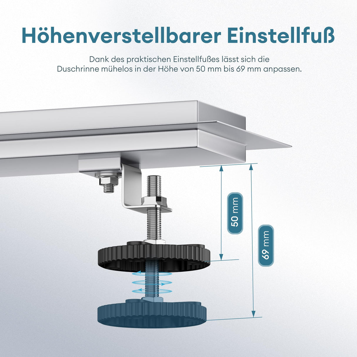 glasvilla Canaletta Scarico in Acciaio Inox per Box Doccia Canalina di Scarico Doccia a Pavimento Piastrellabile con Filtro per Capelli KE110