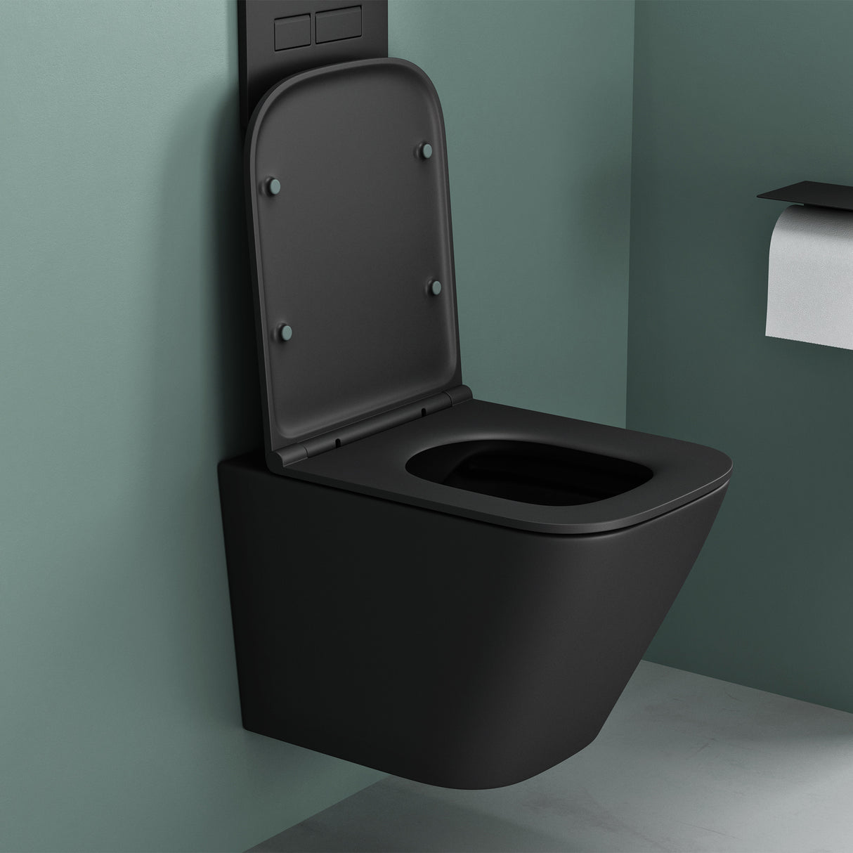 glasvilla Spülrandlos Wand WC schwarz Hänge WC + WC Sitz (mit Softclose) A112 NEU!!!