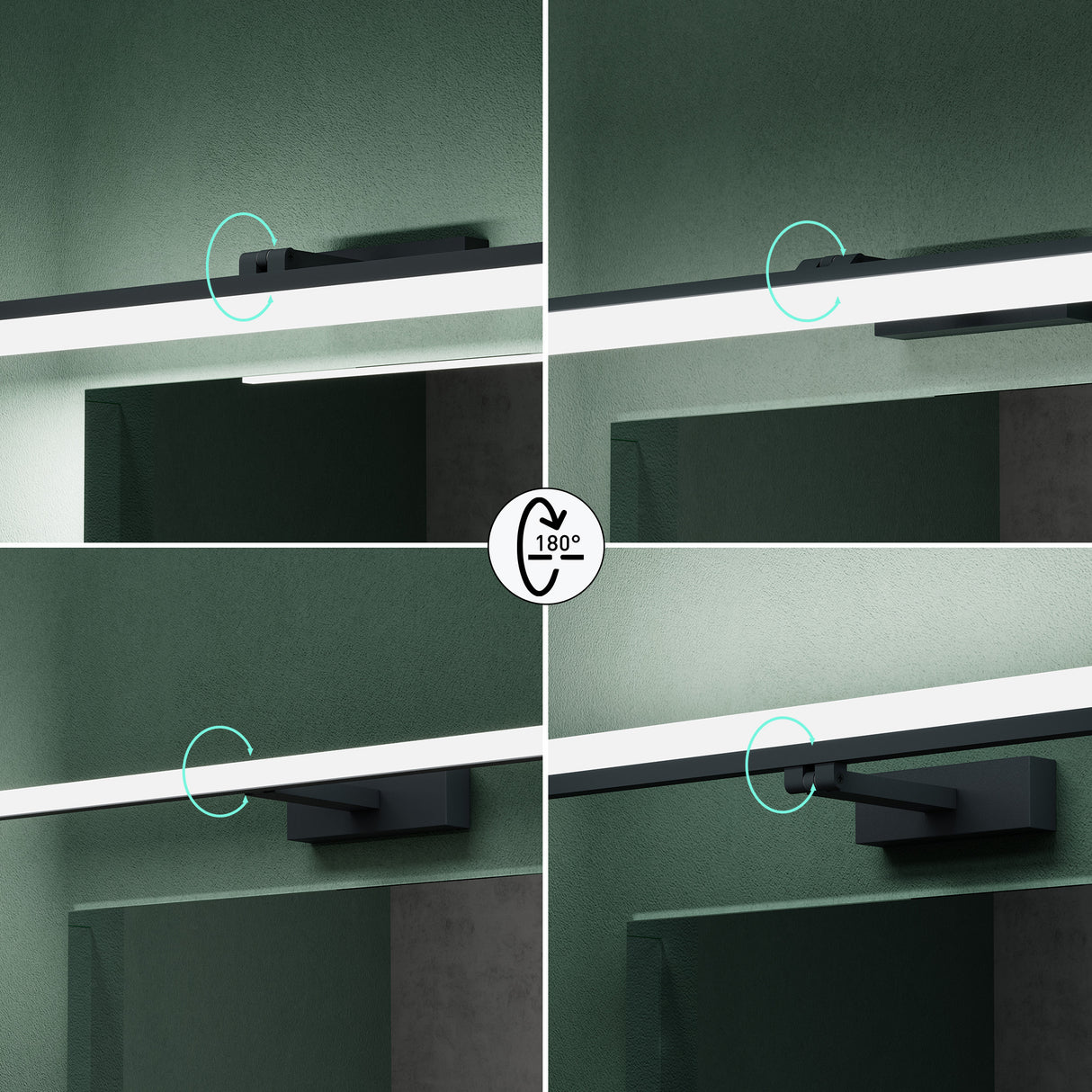 Lampe de salle de bain LED pour miroir Glasvilla 40 cm | Lampe miroir, lampe de salle de bain 6000K | Luxaris 9W rotatif à 180°