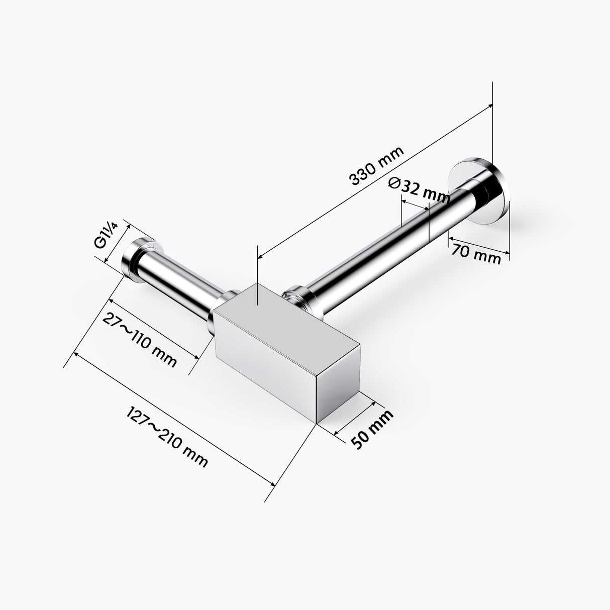 glasvilla Ablaufgarnitur für Waschbecken und Waschtisch Geruchsverschluss, Material: Messing, Anschlussgewinde