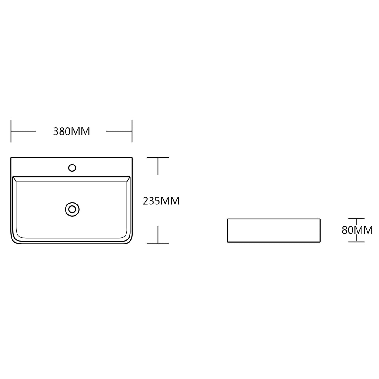 glasvilla Aufsatzwaschbecken Hängewaschbecken BTH: 38x23,5x8cm Waschschale Waschbecken aus Keramik Brüssel003