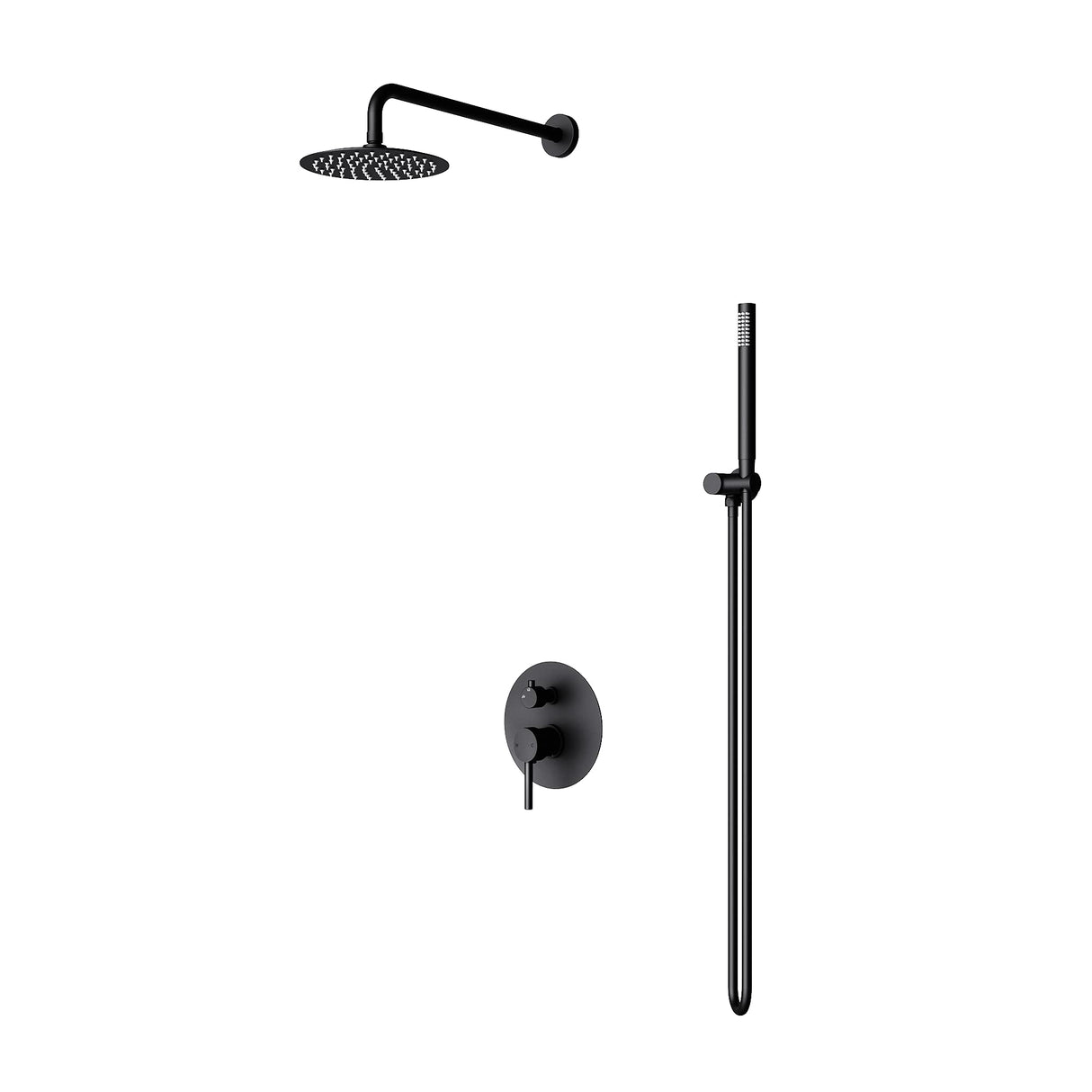 glasvilla Wassersparende Regendusche Wellness-Duschsystem schwarz matt mit rundem Duschkopf (Ø 19cm) Dusch-Set mit Handbrause & Einhebelmischer in zeitloser Optik