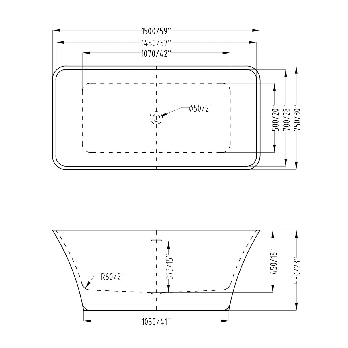 Baignoire îlot ovale en acrylique Glasvilla avec bonde escamotable, blanche, 170 x 75 x 58 cm, Vicenza519