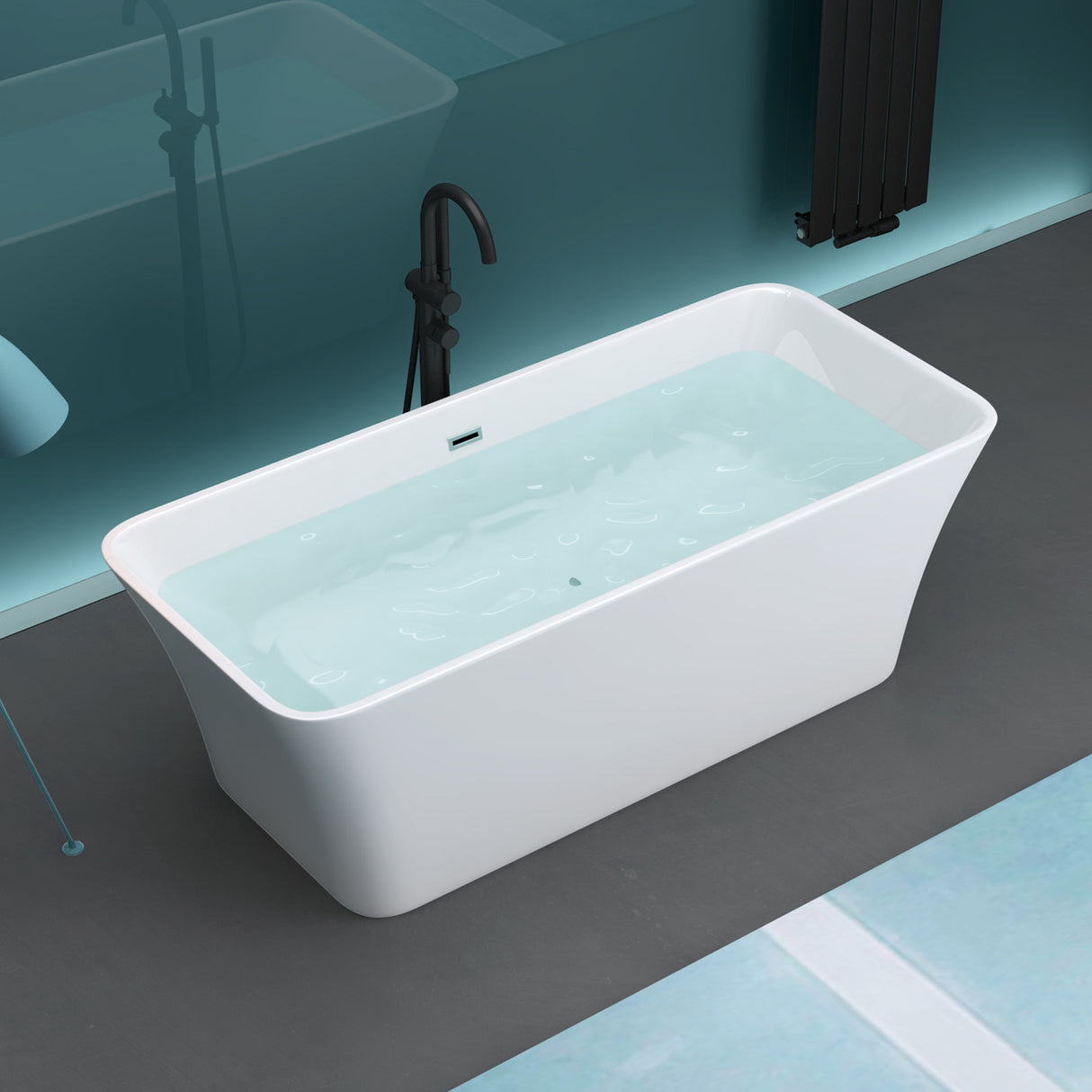 Baignoire îlot ovale en acrylique Glasvilla avec bonde escamotable, blanche, 170 x 75 x 58 cm, Vicenza519