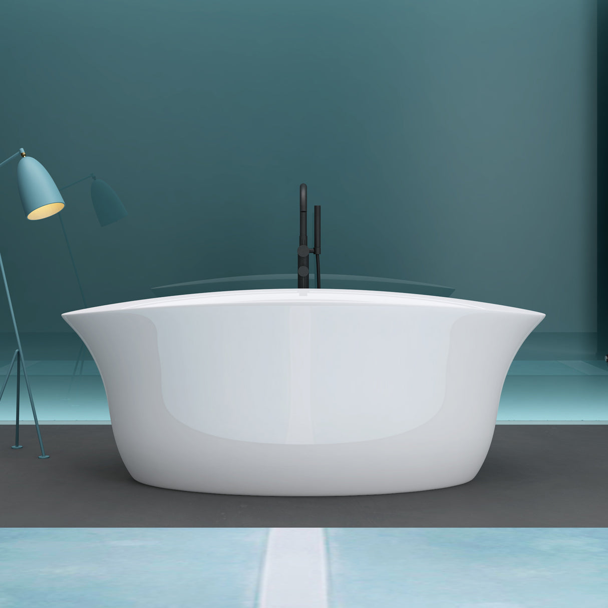 Baignoire îlot ovale en acrylique Glasvilla avec bonde escamotable, blanche, 170 x 75 x 58 cm, Vicenza519