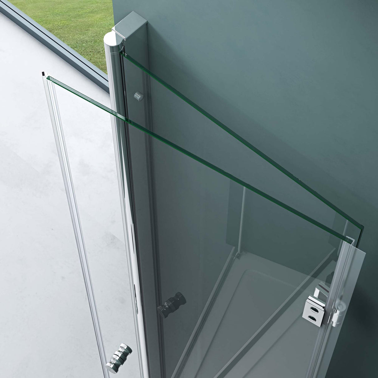 glasvilla Box Doccia a Nicchia in Vetro con Porte Scorrevoli Box Cabina Doccia in Vetro Trasparente e Parzialmente Satinato di Sicurezza ESG con Rivestimento Nano Teramo26K+MS