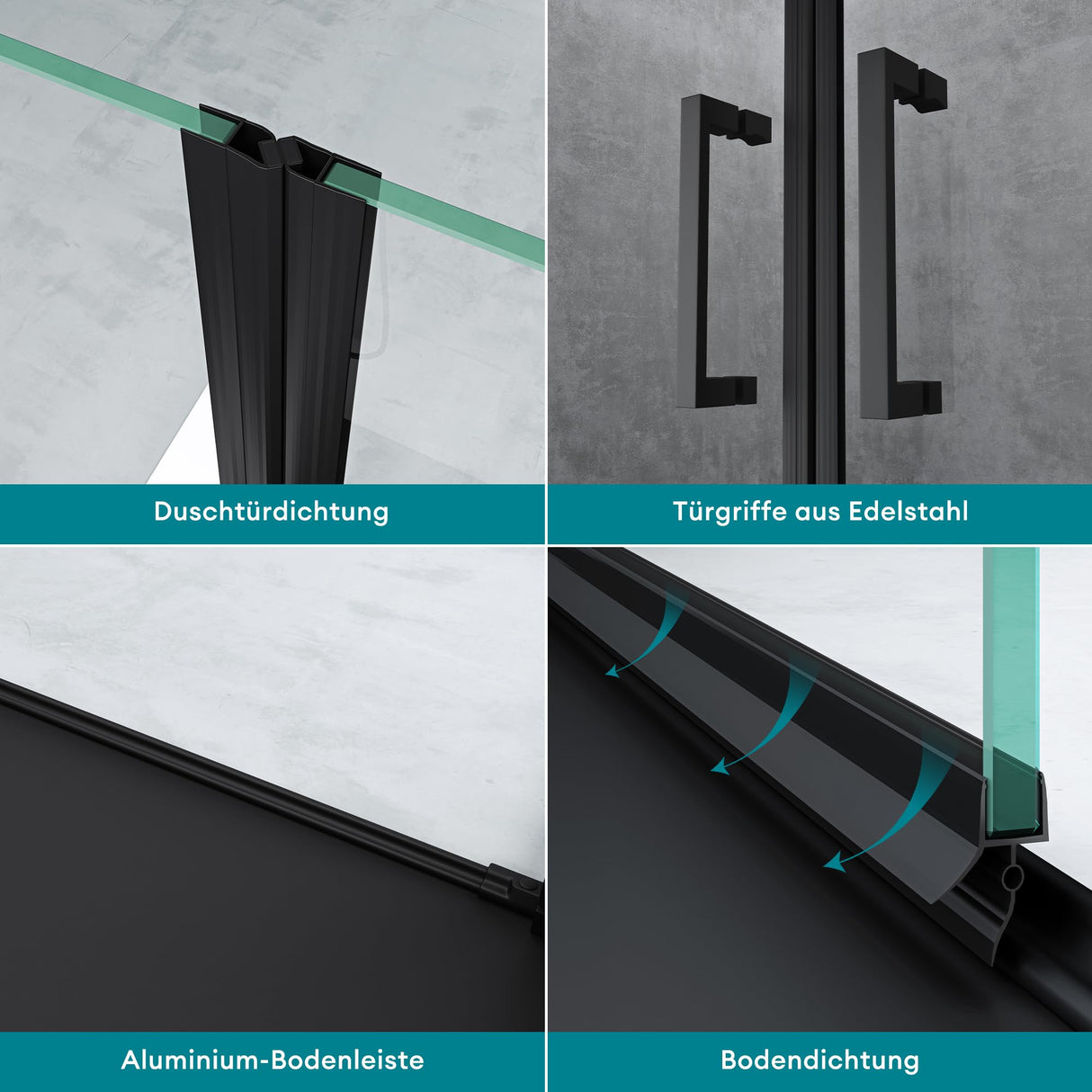 glasvilla Box Doccia a Nicchia in Vetro Trasparente 8mm Box Doccia Cromo e Nero con Porte Pieghevoli Cabina Bagno con Sistema Rotatorio di Sollevamento e Abbassamento Teramo66