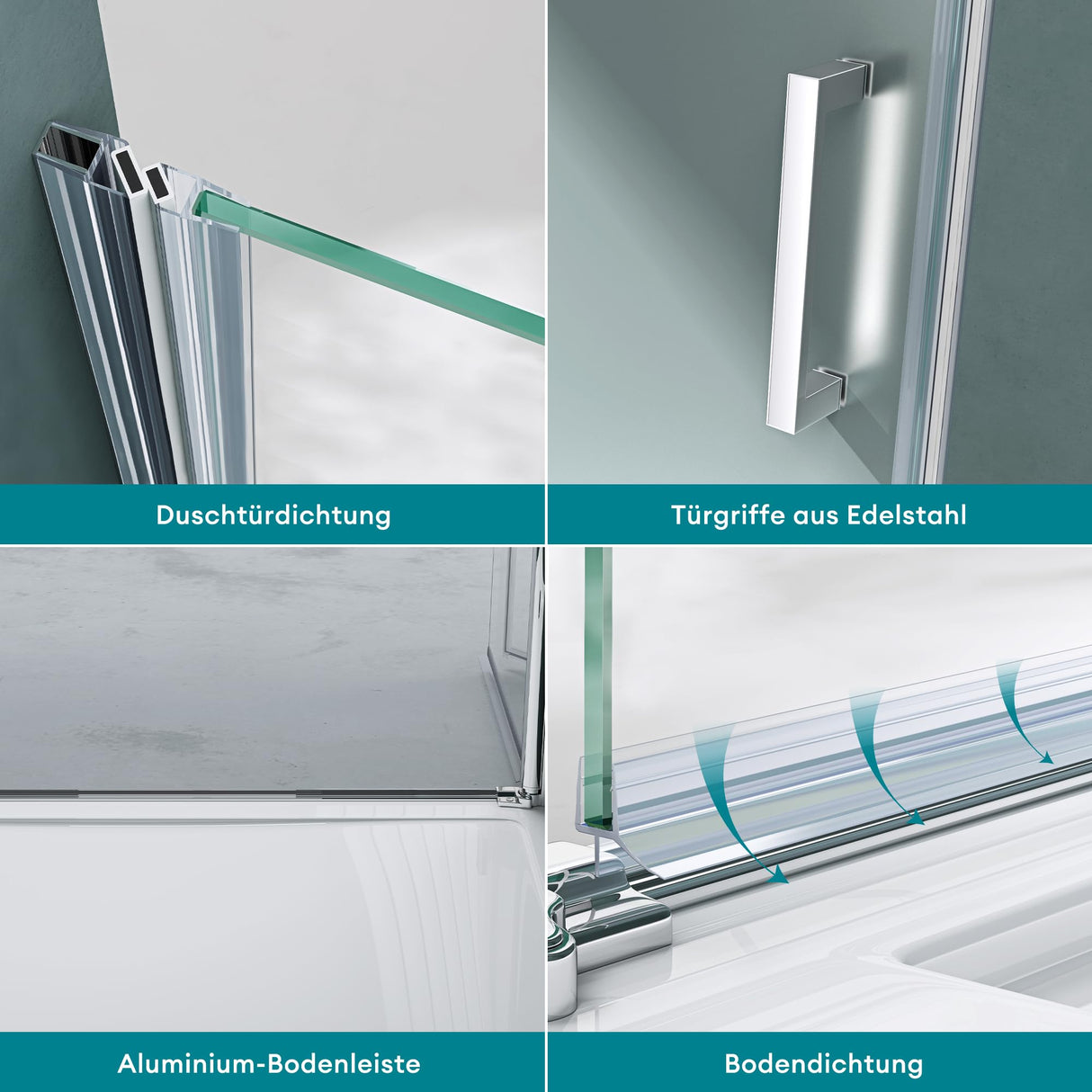 glasvilla Porta Doccia Nicchia in Vetro Trasparente o Strisce Satinato Cabina Doccia in Vetro di Sicurezza ESG Box Doccia con Meccanismo di Sollevamento e Abbassamento Teramo24K+MS D Neu