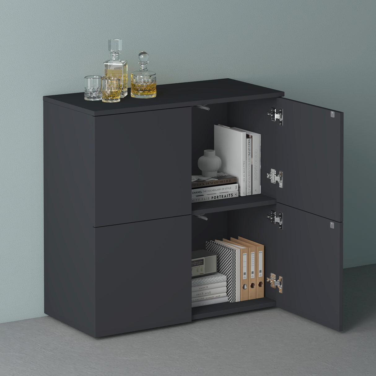 Commode de rangement à 4 portes, buffet, meuble polyvalent, meuble de rangement Glasvilla Schrank04