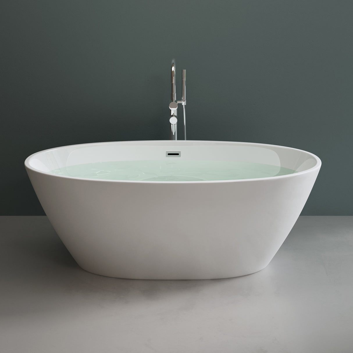 Baignoire îlot ovale en acrylique Glasvilla avec bonde escamotable, blanche, 170 x 75 x 58 cm, Vicenza519