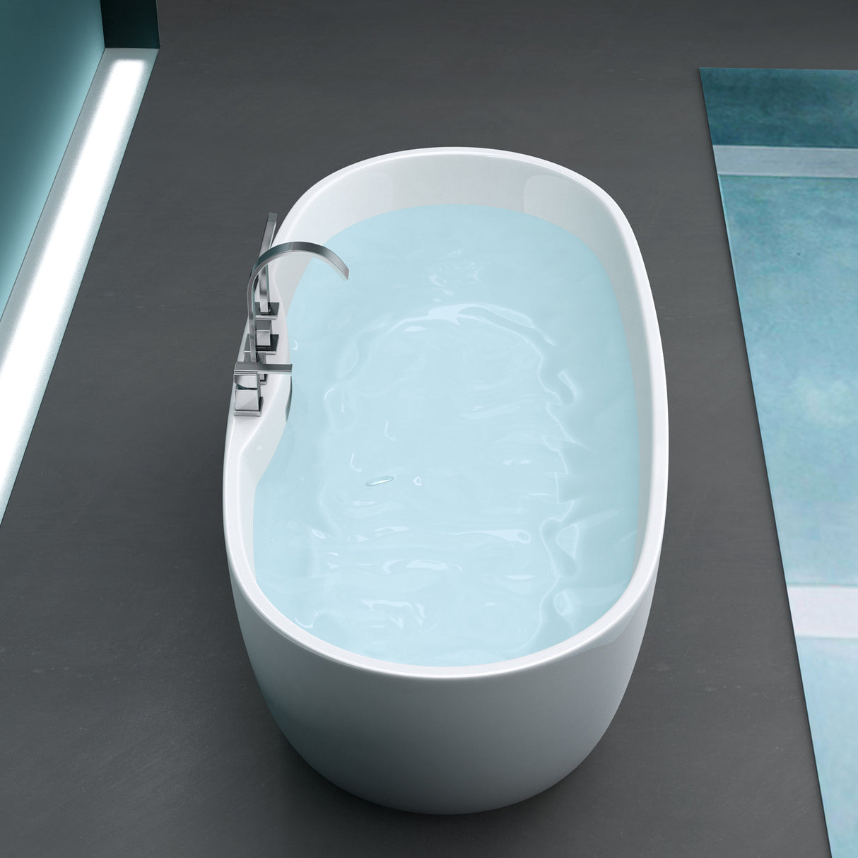 glasvilla Vasca da Bagno Freestanding in Acrilico con Rubinetto, Vasca da Bagno Indipendente