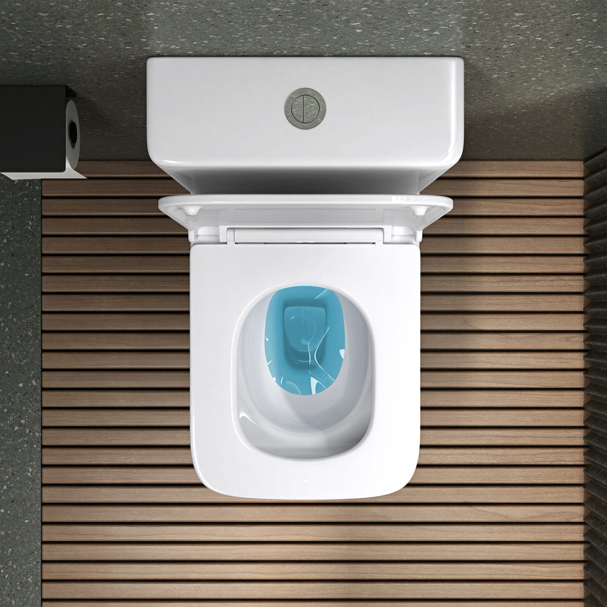 glasvilla Stand WC mit Spülkasten spülrandloses-WC bodenstehende-Toilette aus Keramik, weiß/matt schwarz 36x63x82cm, mit Absenkautomatik inkl. Spülkasten, Stand112T