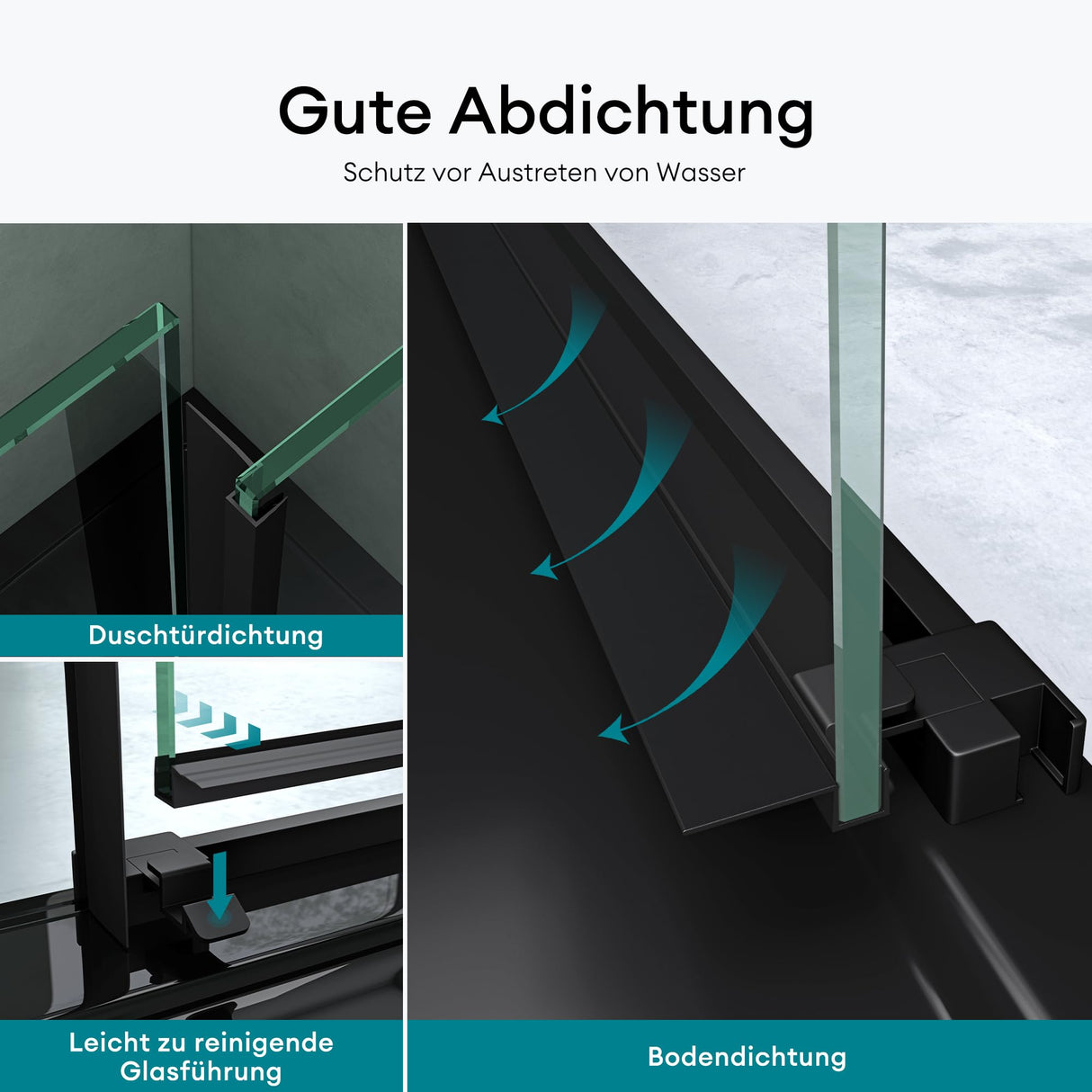 Porte de douche Glasvilla, porte de niche, cloison de douche, cabine de douche, porte coulissante en niche, verre de sécurité ESG de 6 mm, fermeture amortie incluse, Teramo12K