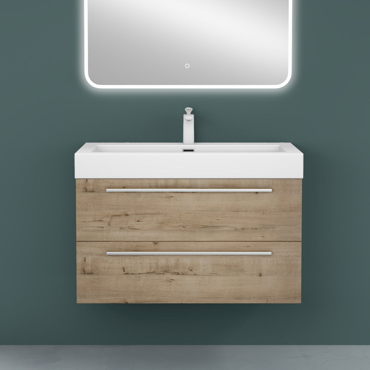 glasvilla Mobile Bagno Sospeso con Lavabo da Marmo Fuso Mobiletto per Bagno con Lavabo Quadratto