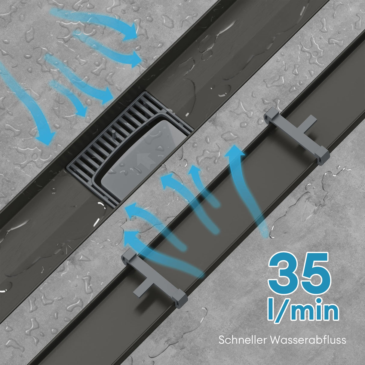 glasvilla Canaletta Scarico in Acciaio Inox per Box Doccia Canalina di Scarico Doccia a Pavimento Piastrellabile con Filtro per Capelli KE110