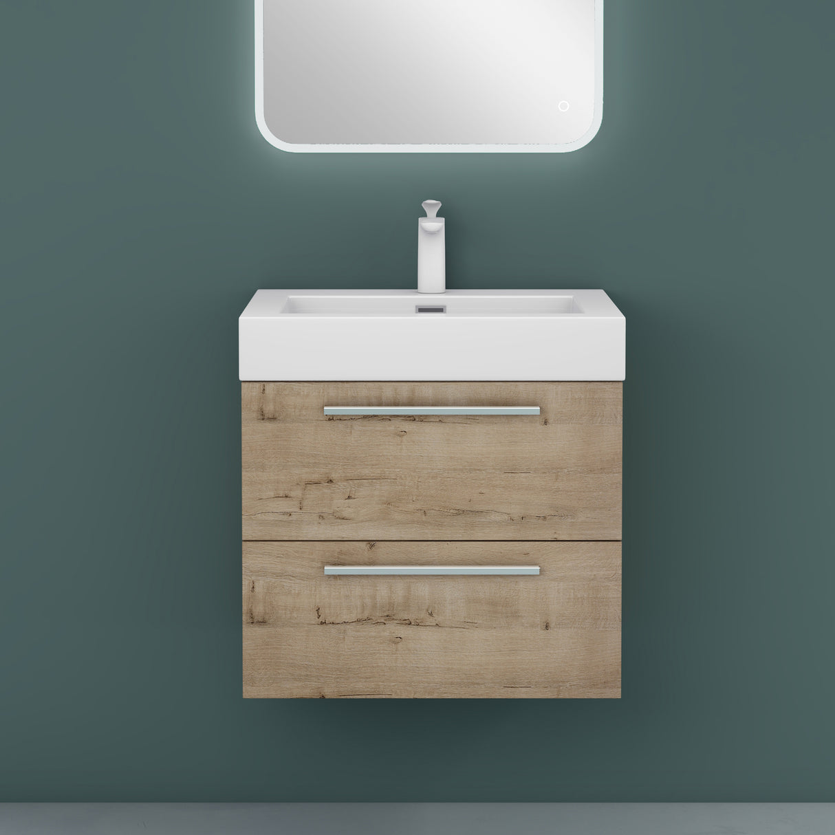 glasvilla Mobile Bagno Sospeso con Lavabo da Marmo Fuso Mobiletto per Bagno con Lavabo Quadratto