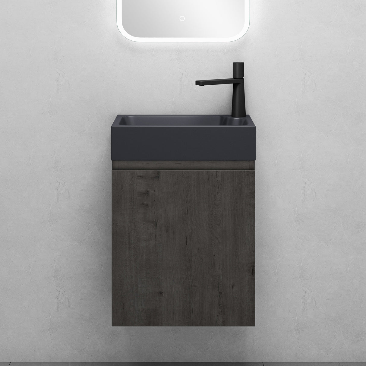 glasvilla Mobile Bagno Sospeso con Lavabo Antracite Opaco Mobiletto da Bagno 46x26x63cm Pisa02