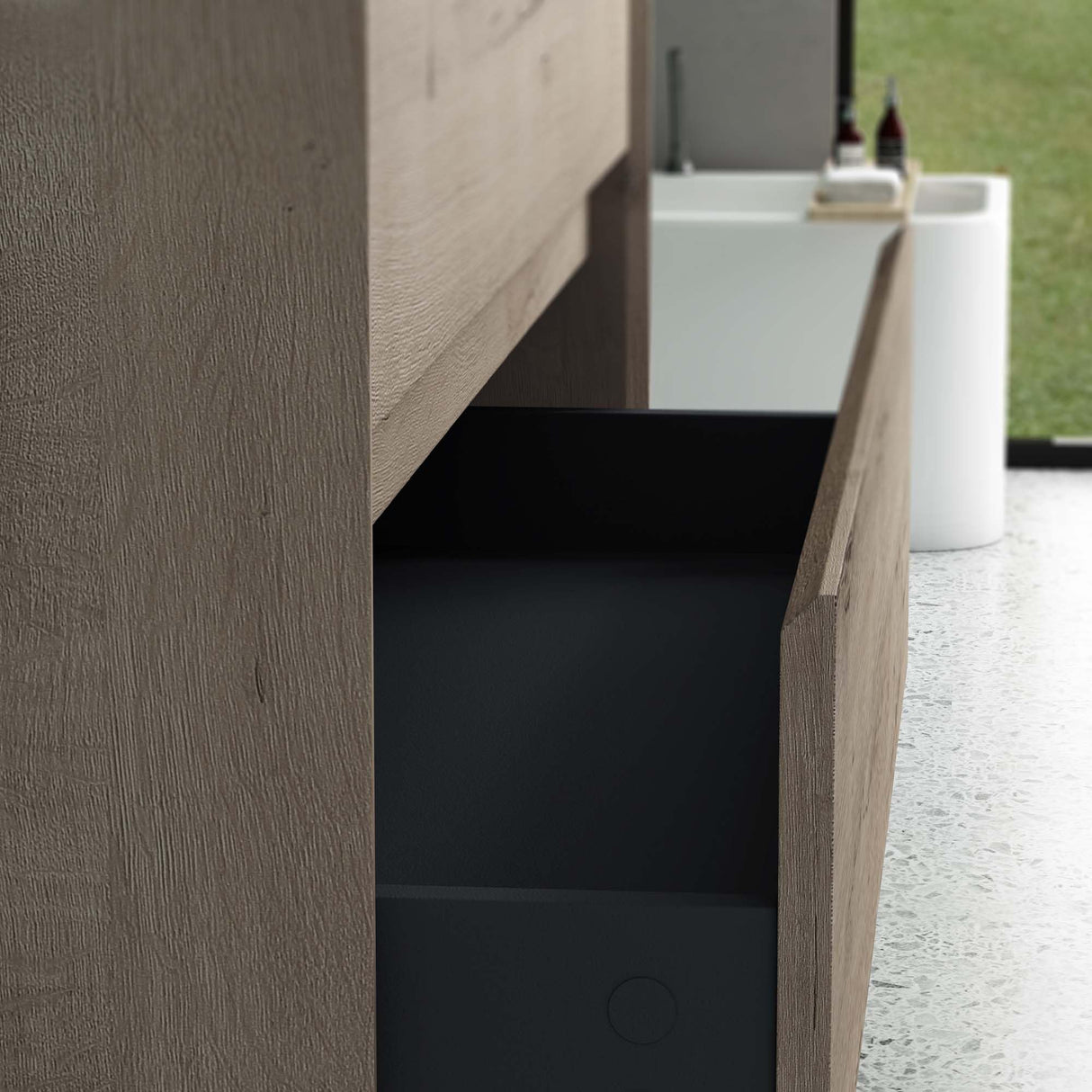 glasvilla Mobile Bagno Sospeso con 2 Cassetti di Chiusura Soft-close e Lavabo Bianco, Mobiletto da Bagno con Lavabo da Marmo Fuso Rimo