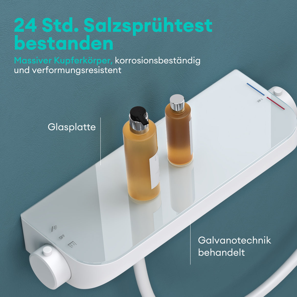 glasvilla Soffione Doccia con 3 Modalità, Doccino per Doccia in Ottone con Tubo Flessibile da 1.5m, Facile da Installare Duschsystem9