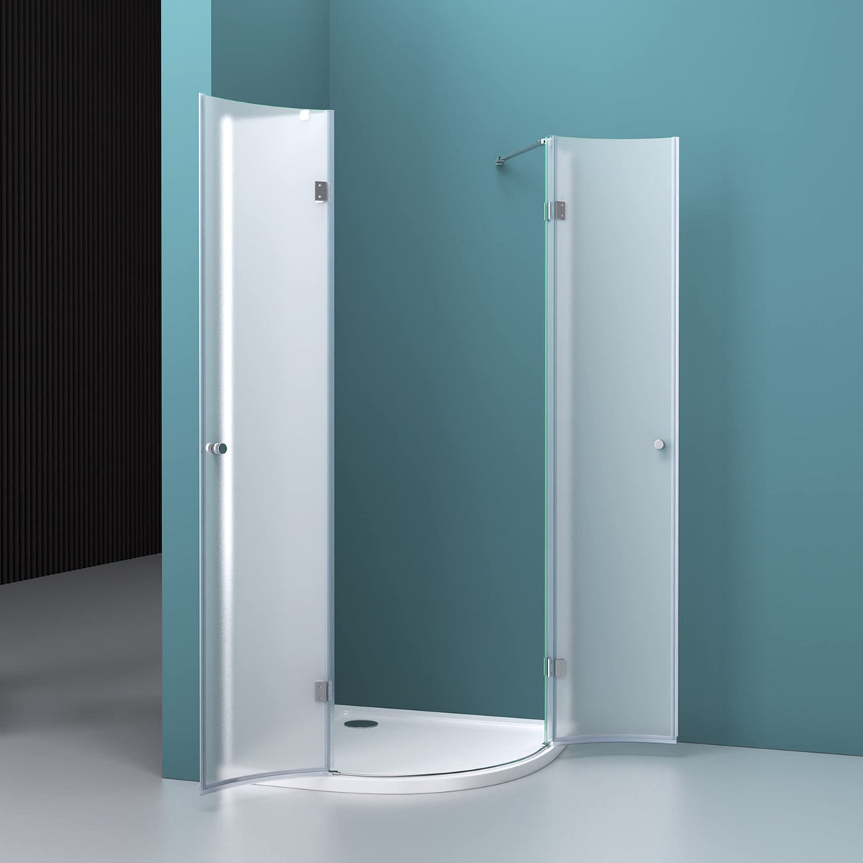 glasvilla Box Doccia in Vetro 6 mm Box Cabina Doccia Angolare con 2 Porte Girevoli a Battenta Box Doccia in Vetro di Sicurezza ESG con Rivestimento Nano Ravenna02K+VS