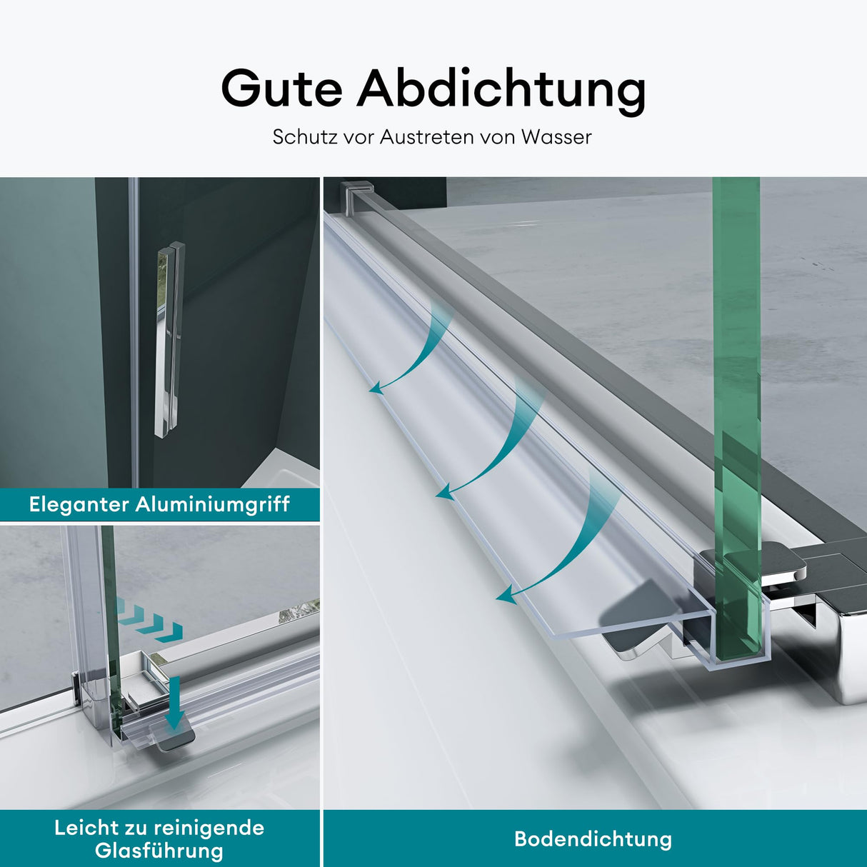 Porte de douche Glasvilla, porte de niche, cloison de douche, cabine de douche, porte coulissante en niche, verre de sécurité ESG de 6 mm, fermeture amortie incluse, Teramo12K