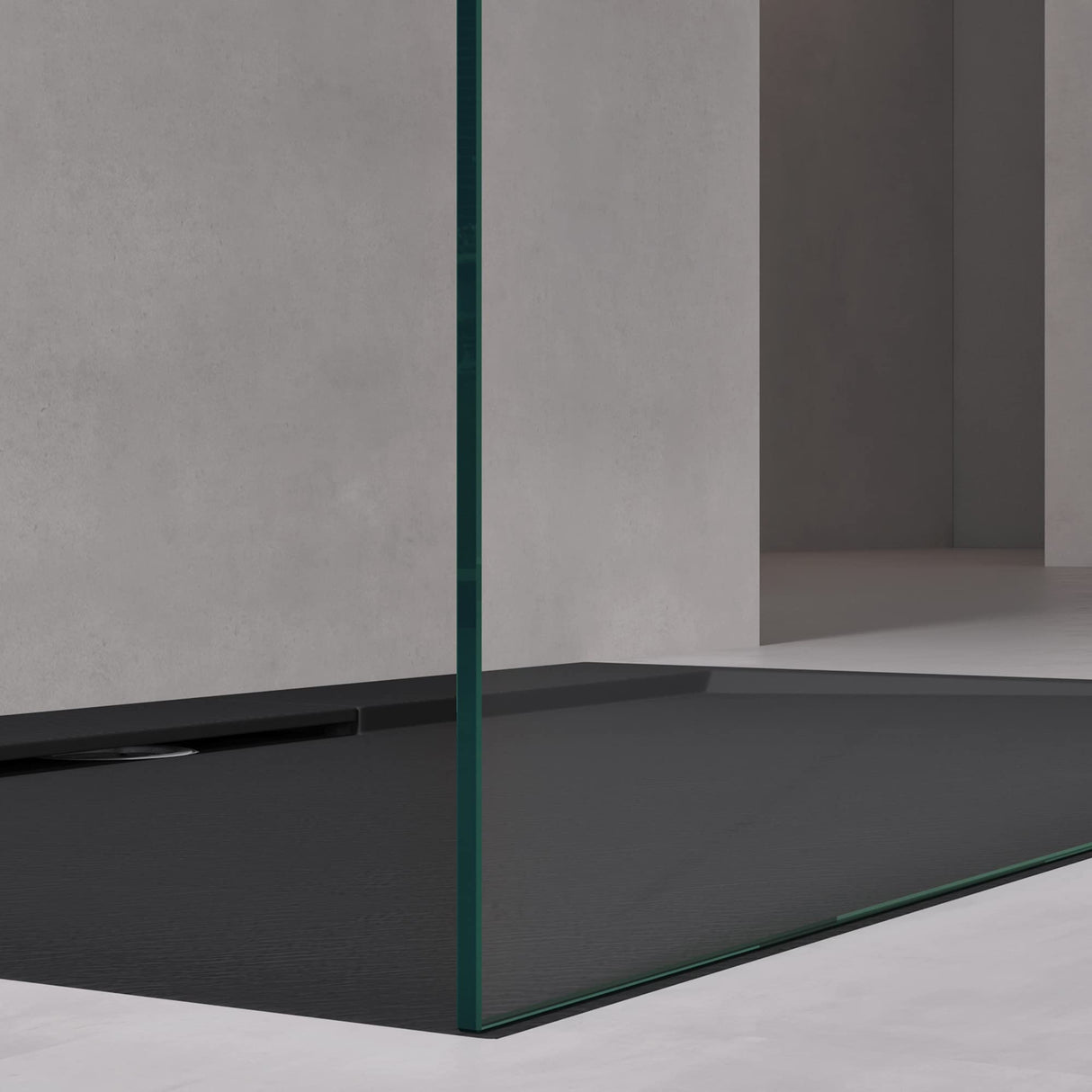 glasvilla Mampara de ducha Separación de ducha 2 Barra de soporte para ducha a ras de suelo 10mm vidrio de seguridad ESG con recubrimiento nano Estabilizador rectangular Bremen02+2