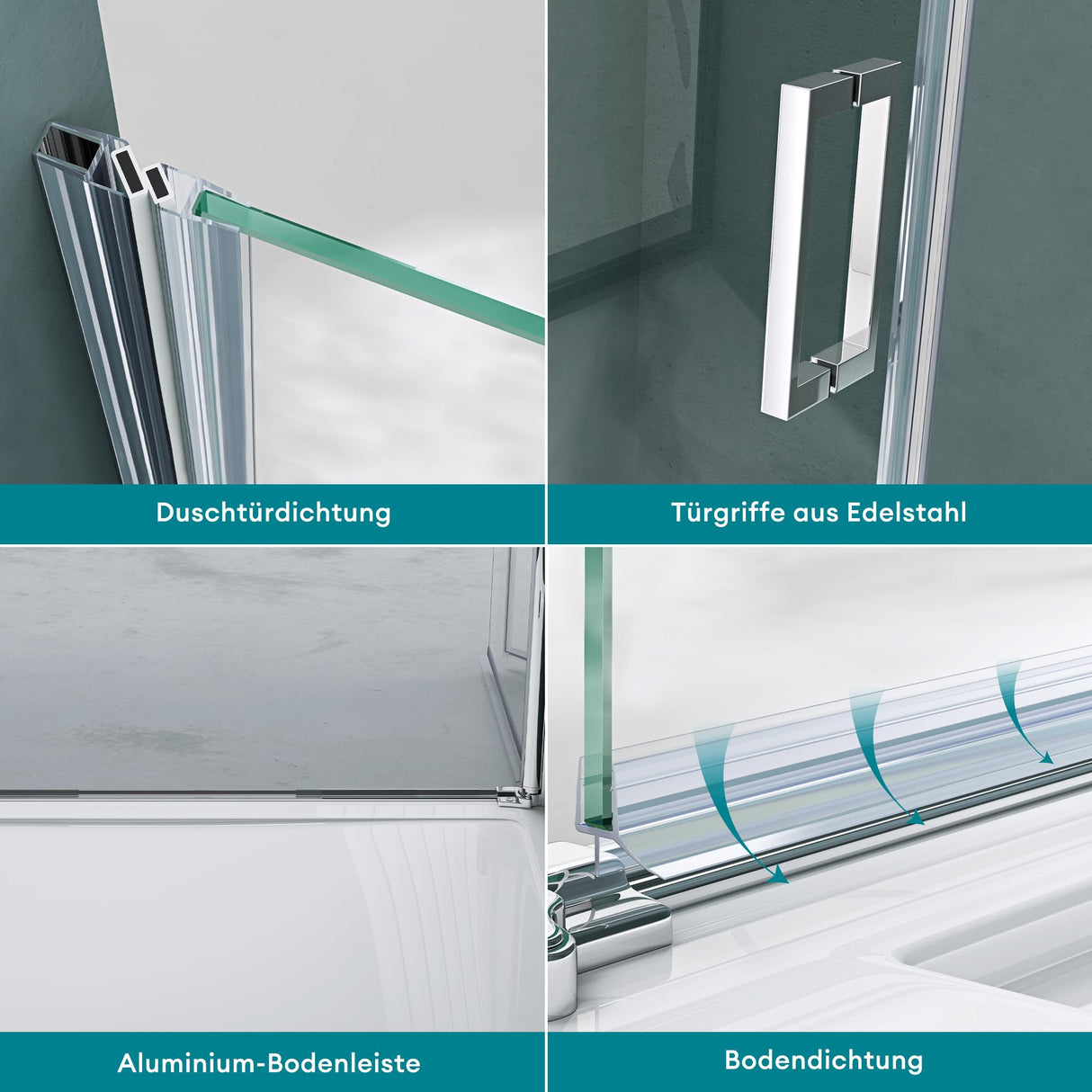 glasvilla Porta Doccia Nicchia in Vetro Trasparente o Strisce Satinato Cabina Doccia in Vetro di Sicurezza ESG Box Doccia con Meccanismo di Sollevamento e Abbassamento Teramo24K+MS D Neu