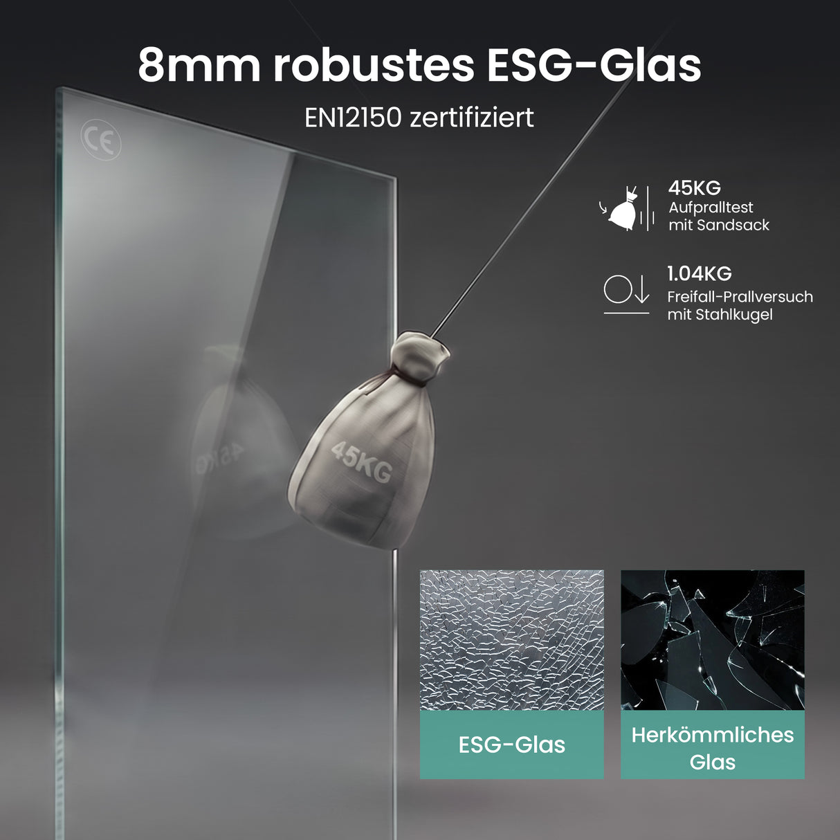 glasvilla Schiebetür für dusche, Nischentür 3-teilig Duschtür Duschakbine Duschabtrennung, 8mm Sicherheitsglas mit Nanobeschichtung, Soft-Close-System Teramo70K