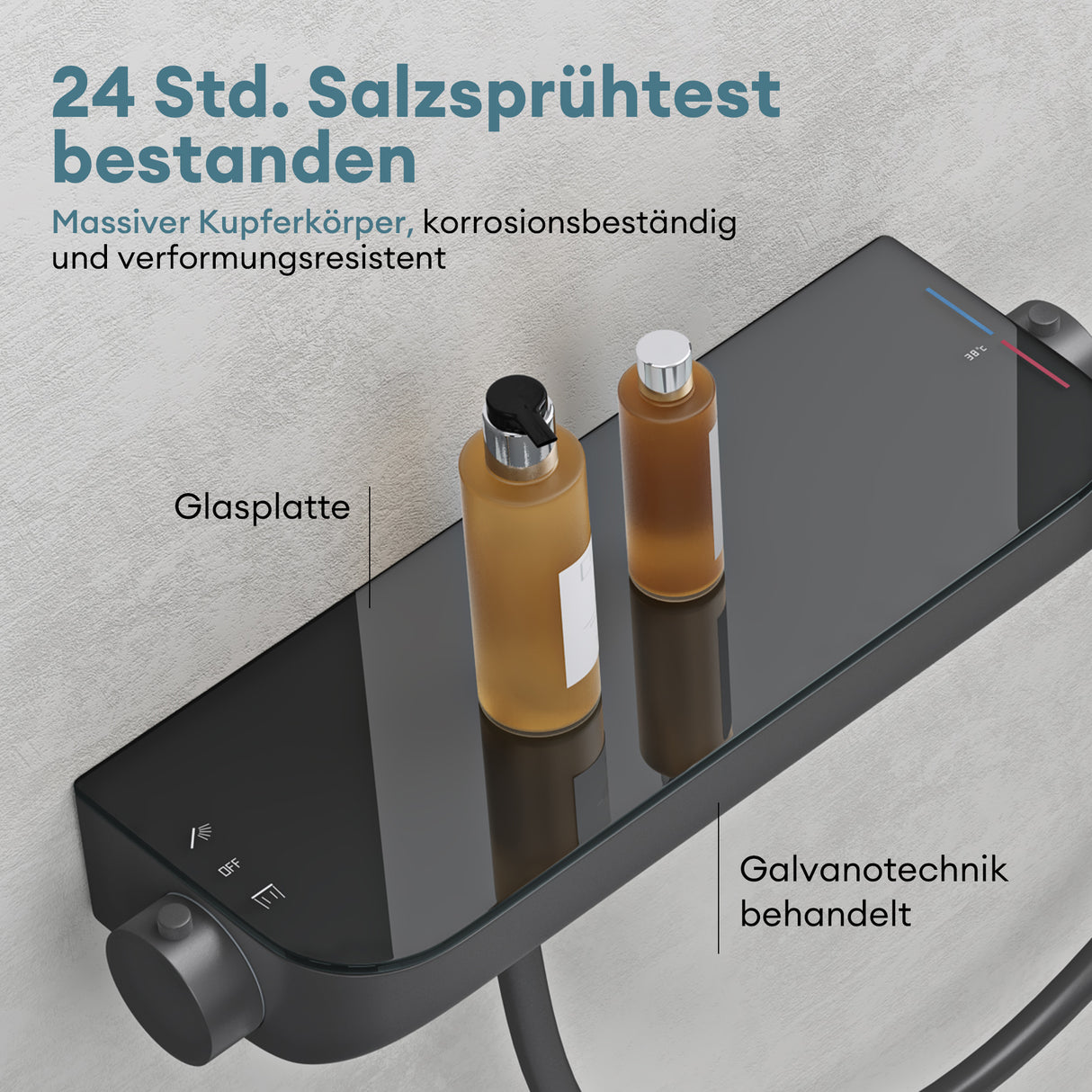 glasvilla Soffione Doccia con 3 Modalità, Doccino per Doccia in Ottone con Tubo Flessibile da 1.5m, Facile da Installare Duschsystem9