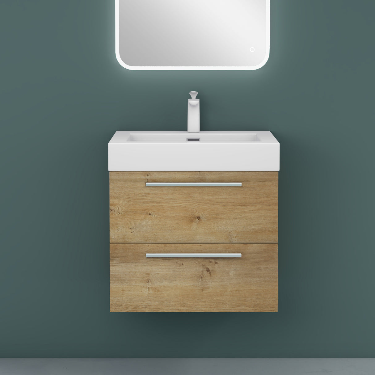 glasvilla Mobile Bagno Sospeso con Lavabo da Marmo Fuso Mobiletto per Bagno con Lavabo Quadratto