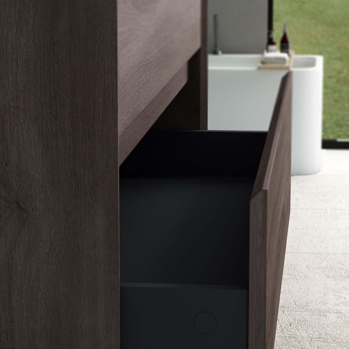 glasvilla Mobile Bagno Sospeso con 2 Cassetti di Chiusura Soft Close, Mobiletto per Bagno con Lavabo da Marmo Fuso, Lavabo da Appoggio Antracite Opaco, Rimo