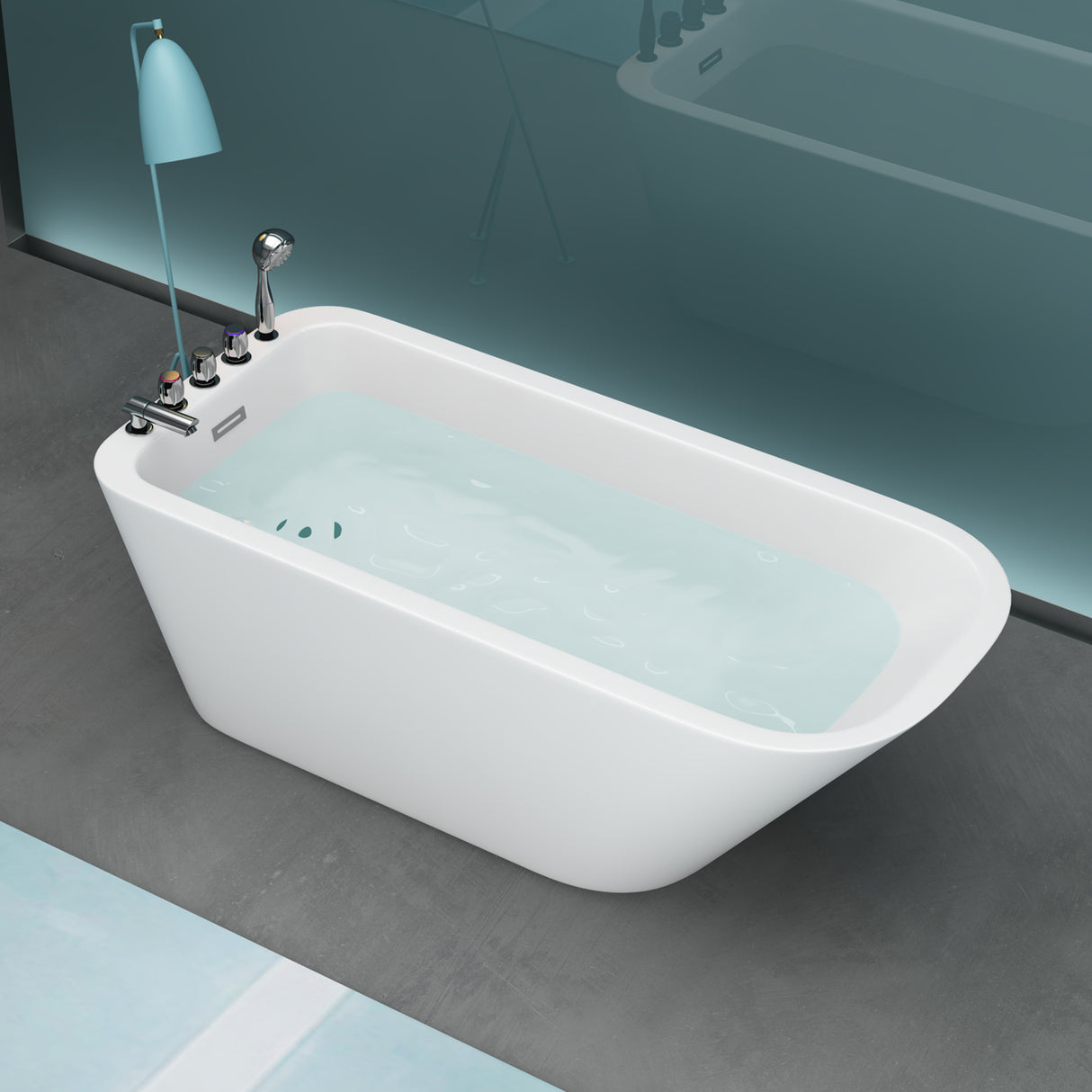 glasvilla Vasca da Bagno Freestanding in Acrilico con Rubinetto, Vasca da Bagno Indipendente