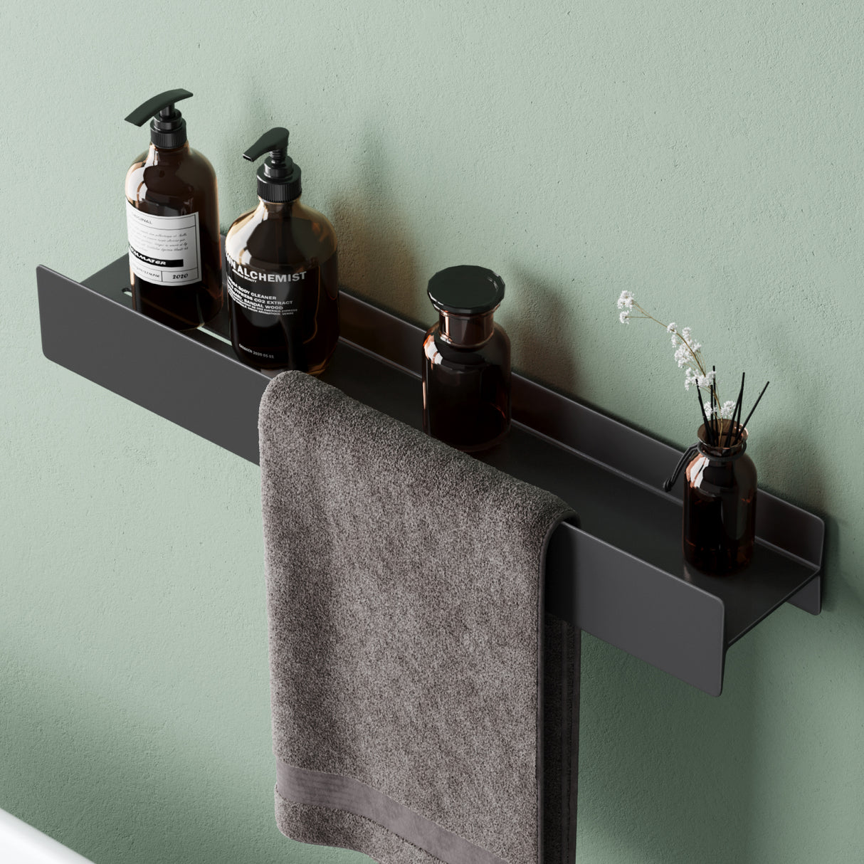 glasvolla Duschablage zum Bohren oder Kleben Duschregal Badablage 40cm Badezimmerablage zur Wandmontage Badezimmer Organizer Reglo-03