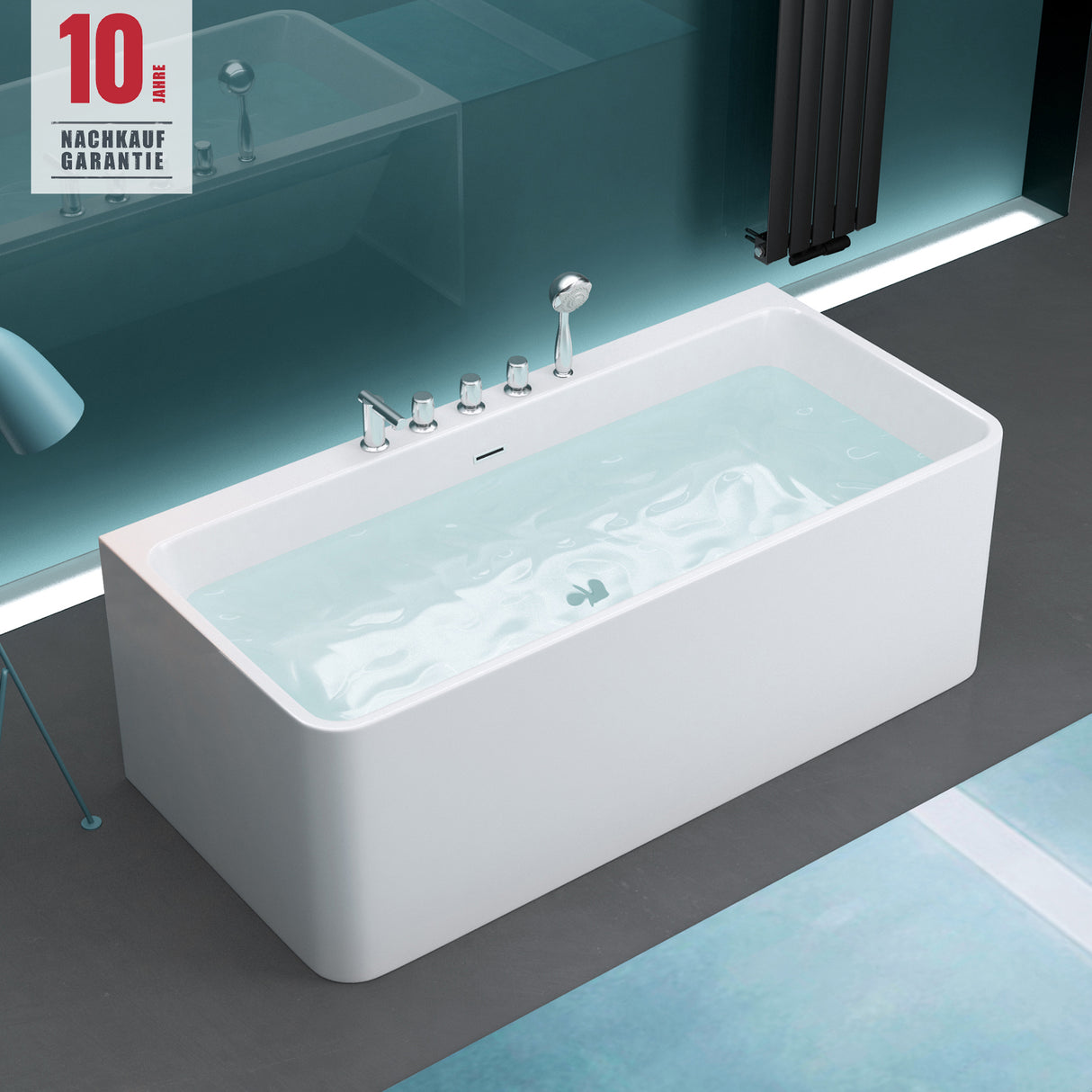 glasvilla Vasca da Bagno Freestanding in Acrilico con Rubinetto, Vasca da Bagno Indipendente