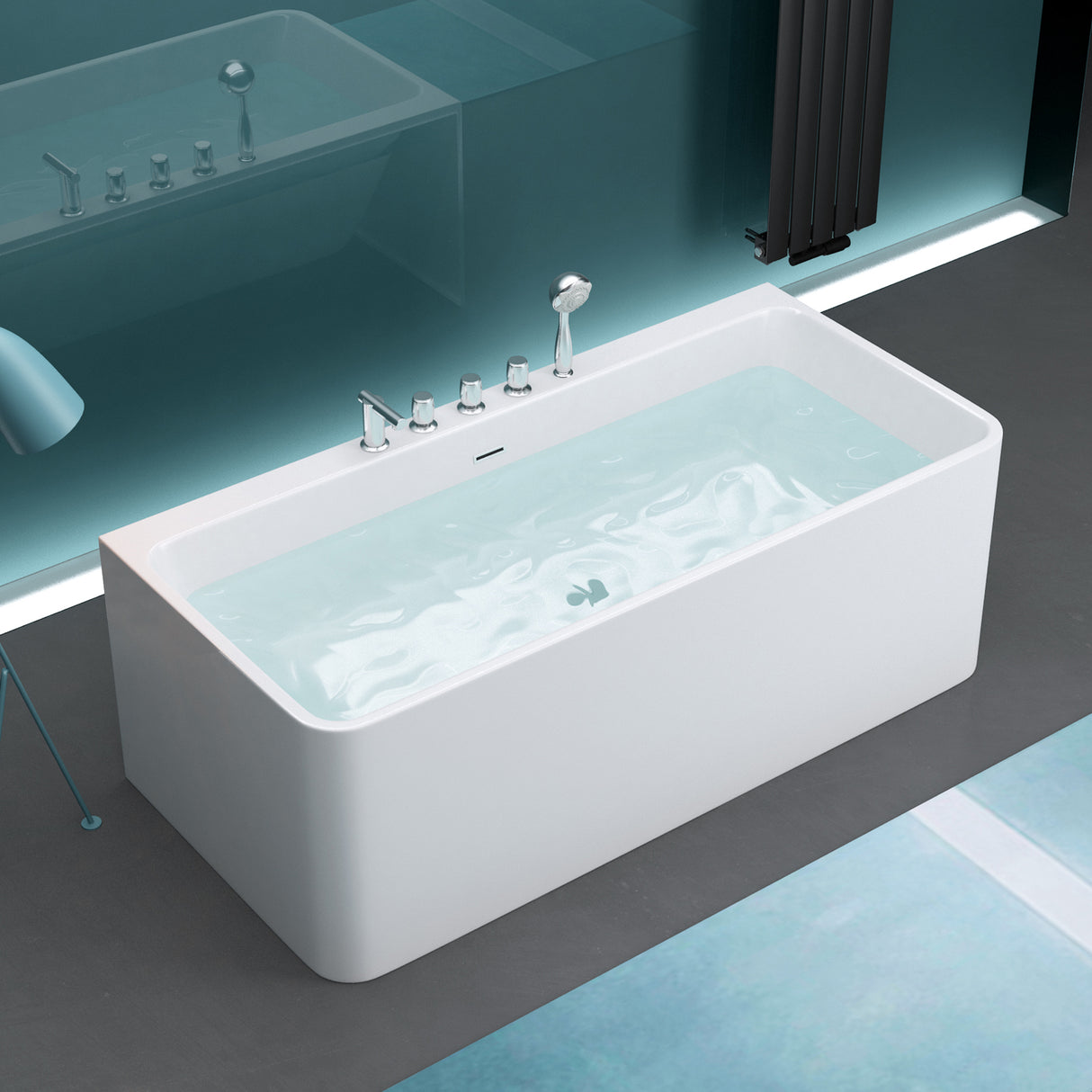 glasvilla Vasca da Bagno Freestanding in Acrilico con Rubinetto, Vasca da Bagno Indipendente