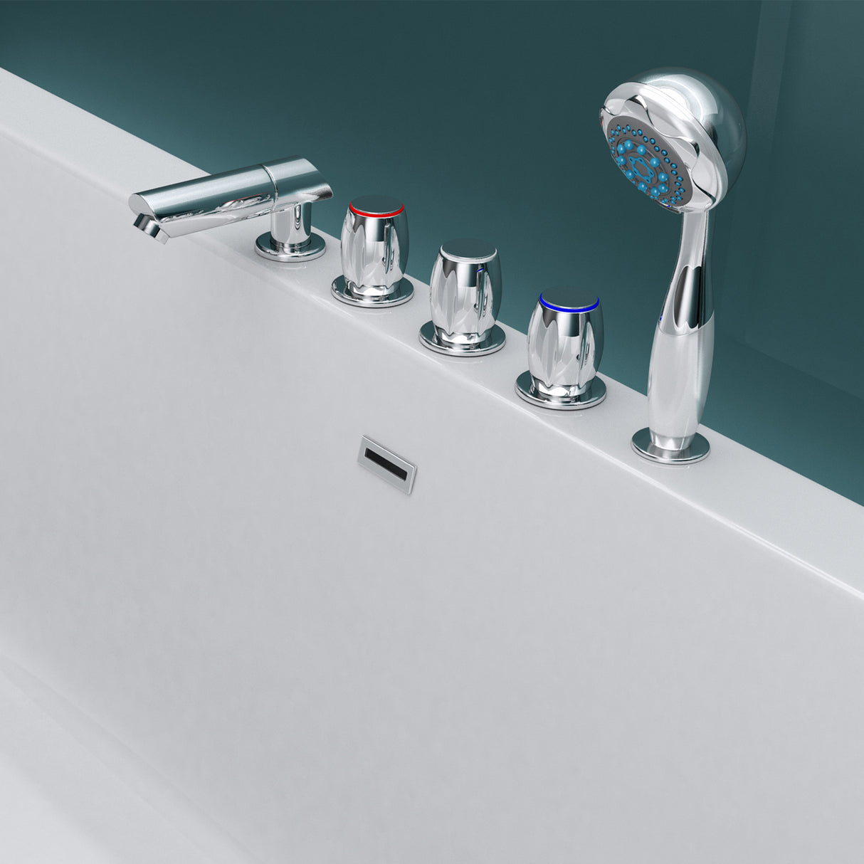 glasvilla Vasca da Bagno Freestanding in Acrilico con Rubinetto, Vasca da Bagno Indipendente