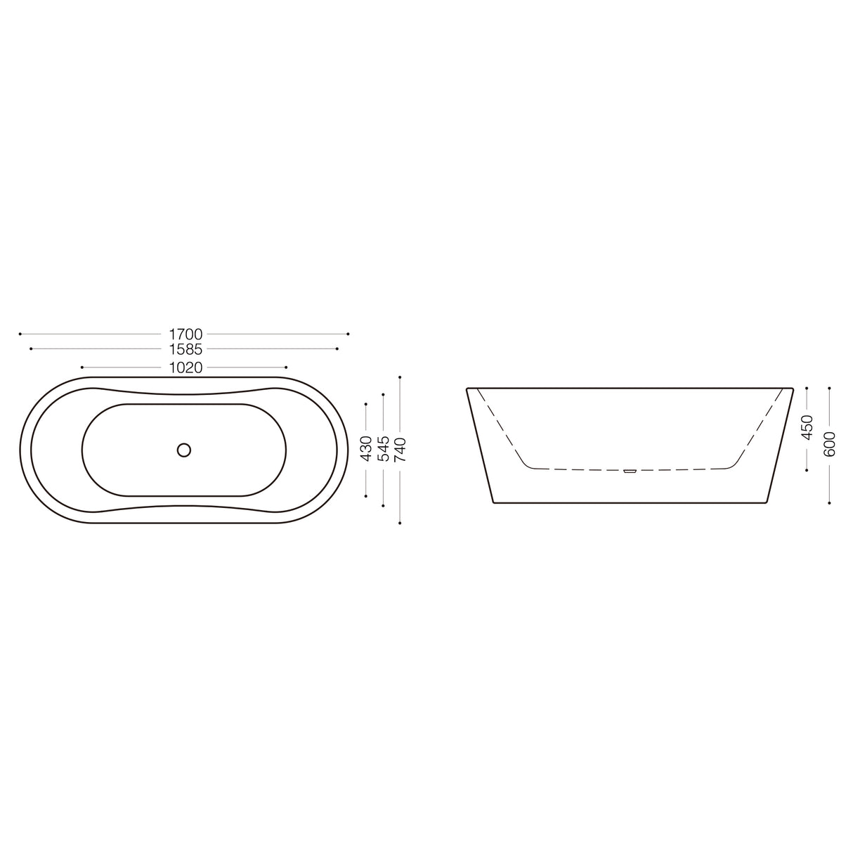 glasvilla Vasca da Bagno Freestanding in Acrilico con Rubinetto, Vasca da Bagno Indipendente
